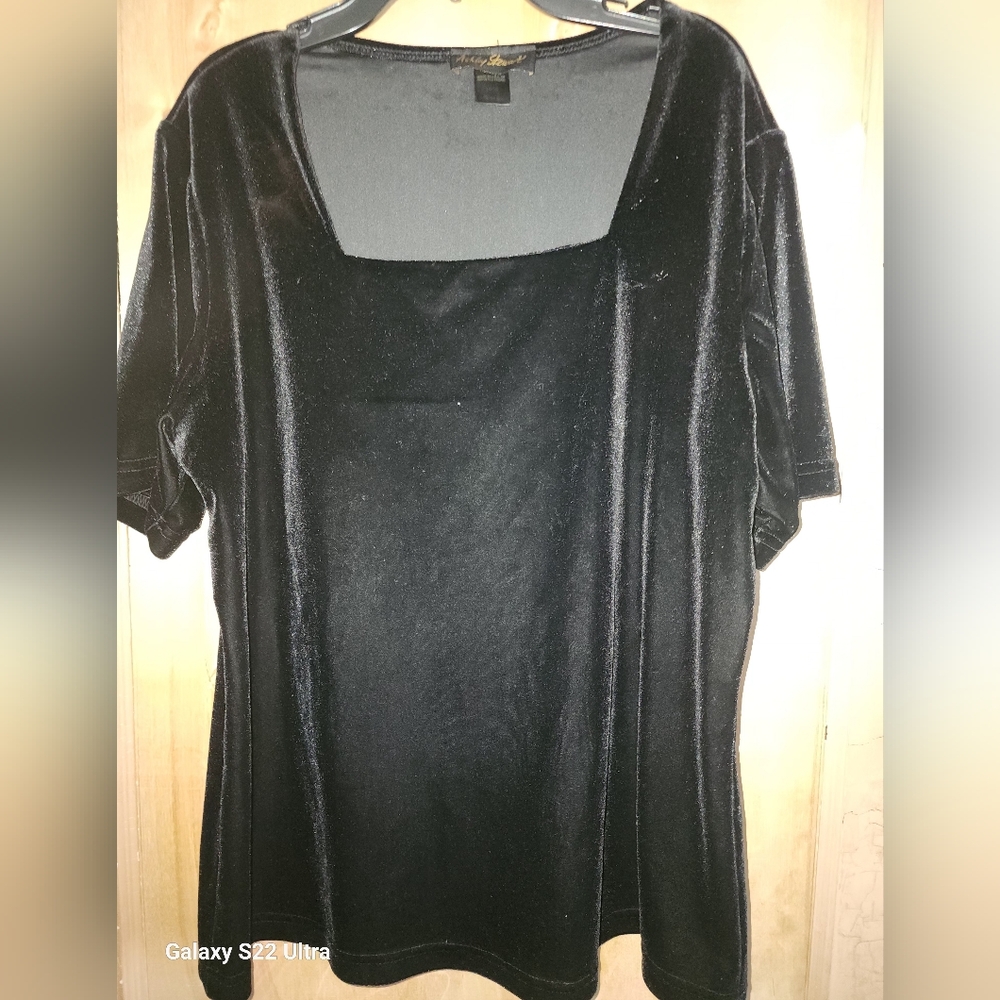 Ashley Stewart Black Velvet Blouse